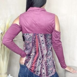 NWOT Phierce Fashions suede cold shoulder blouse 1x